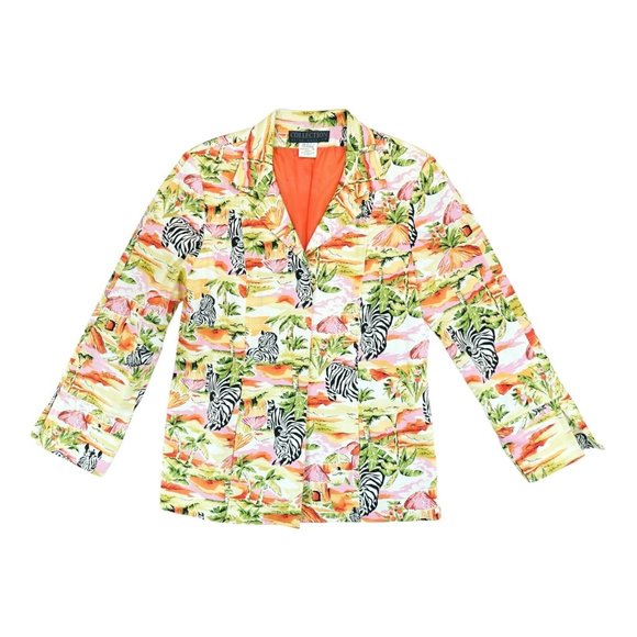 Collection Harve Bernard Women's Jacket Zebra Statement Silk Lining Size 16 - Picture 1 of 8